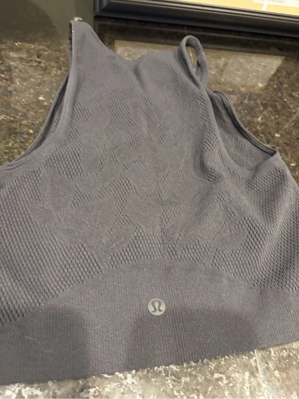 Lululemon Black Seamless Racerback Crop lace overlay top size 6
